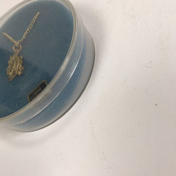 Vintage Unicorn Pendant Necklace Hand Engraved Fantasy Jewelry original box - Picture 7 of 8